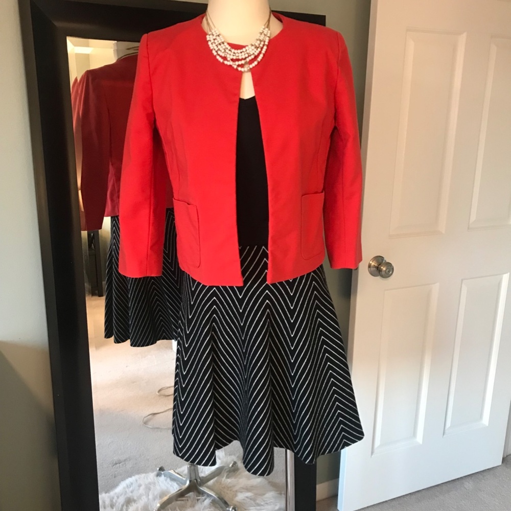 Classy Crimson Red Open Front Blazer